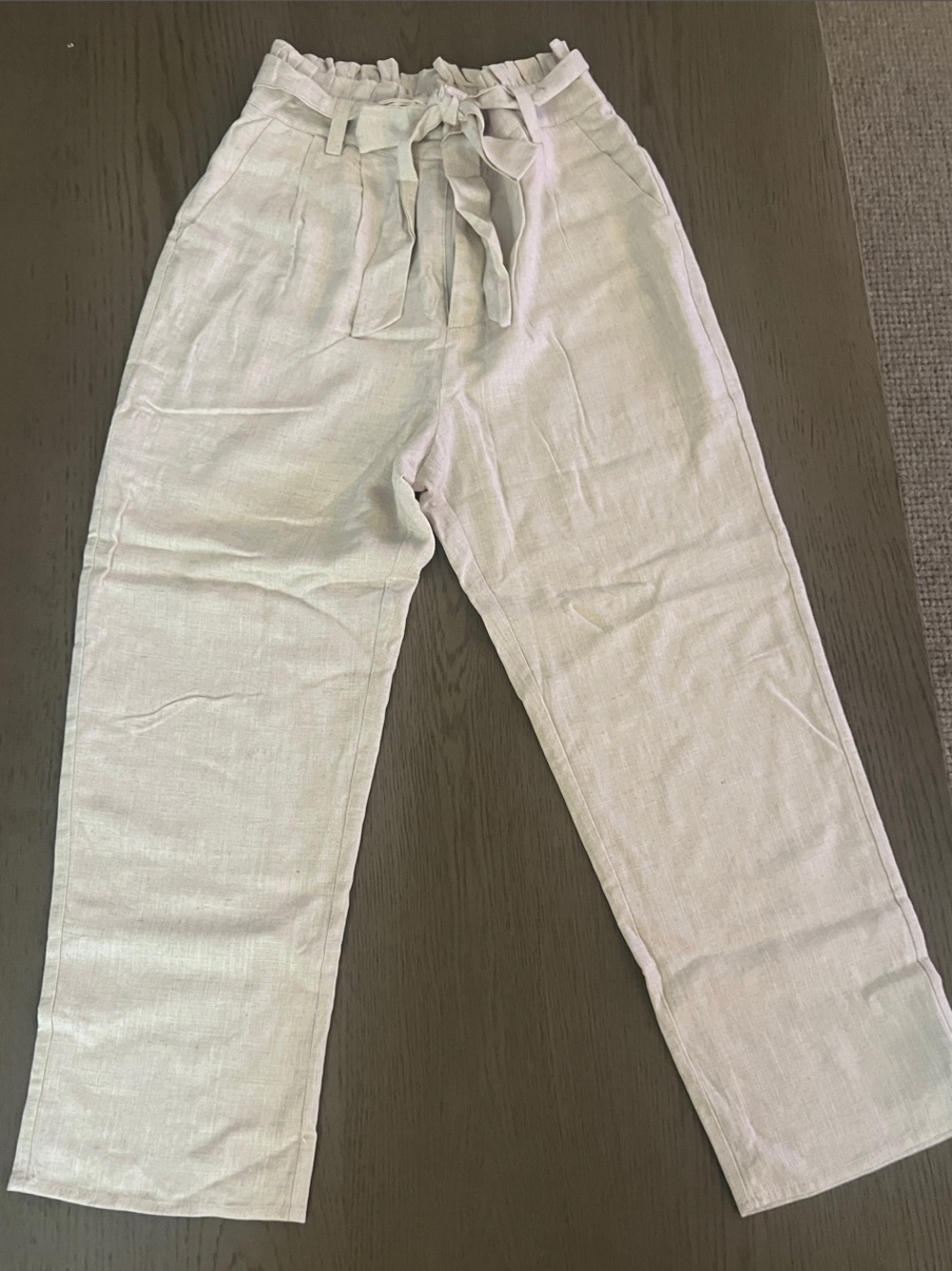 LULU’S Cream Paperbag Waist Linen-Blend Trousers